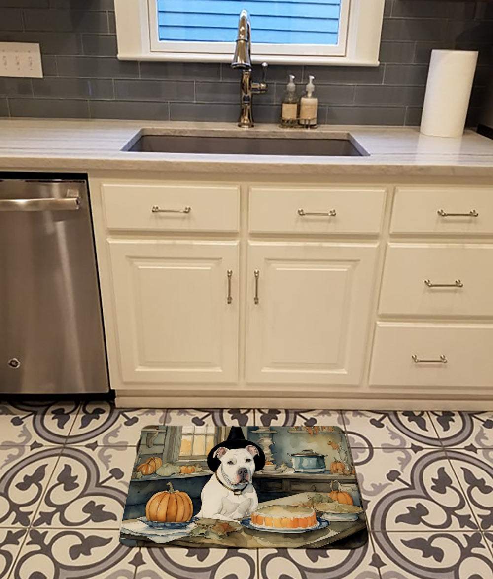 Pit Bull Terrier Fall Kitchen Pumpkins Memory Foam Kitchen Mat  the-store.com.