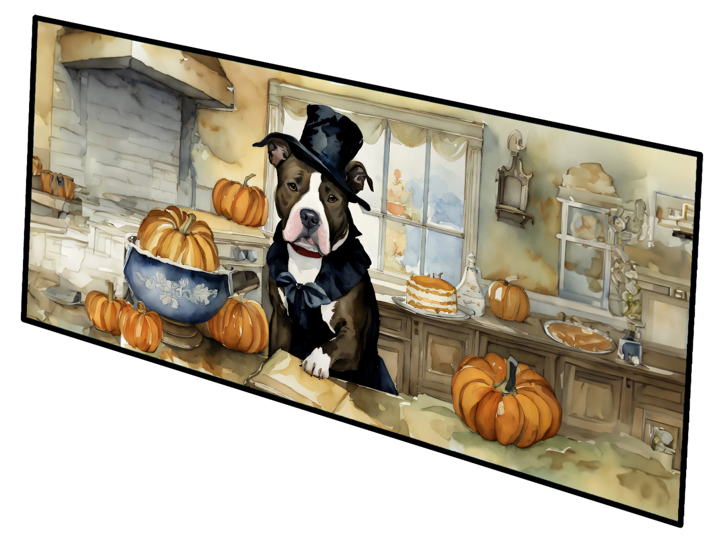 Buy this Pit Bull Terrier Fall Kitchen Pumpkins Runner Mat 28x58