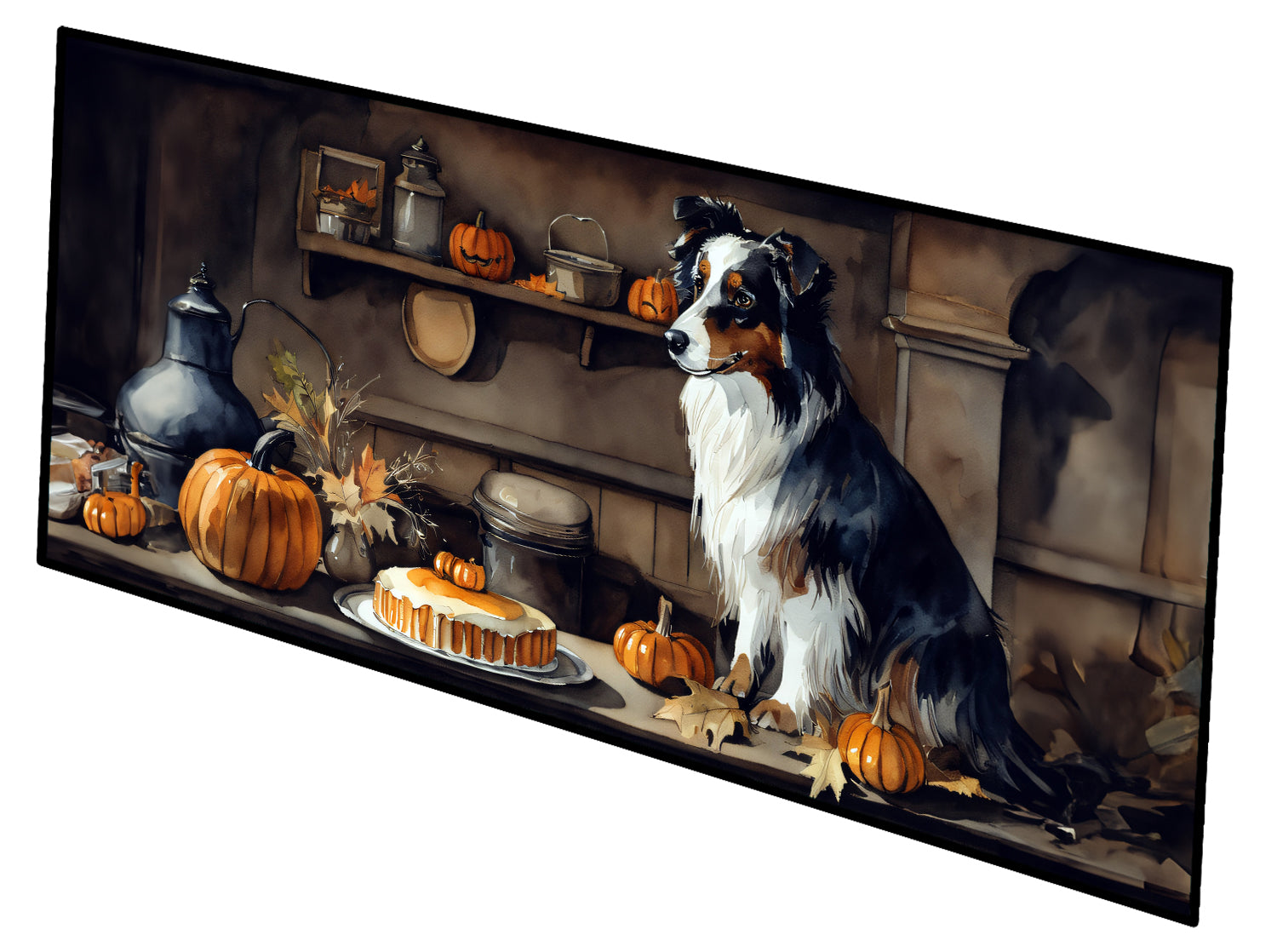 Buy this Australian Shepherd Fall Kitchen Pumpkins Runner Mat 28x58