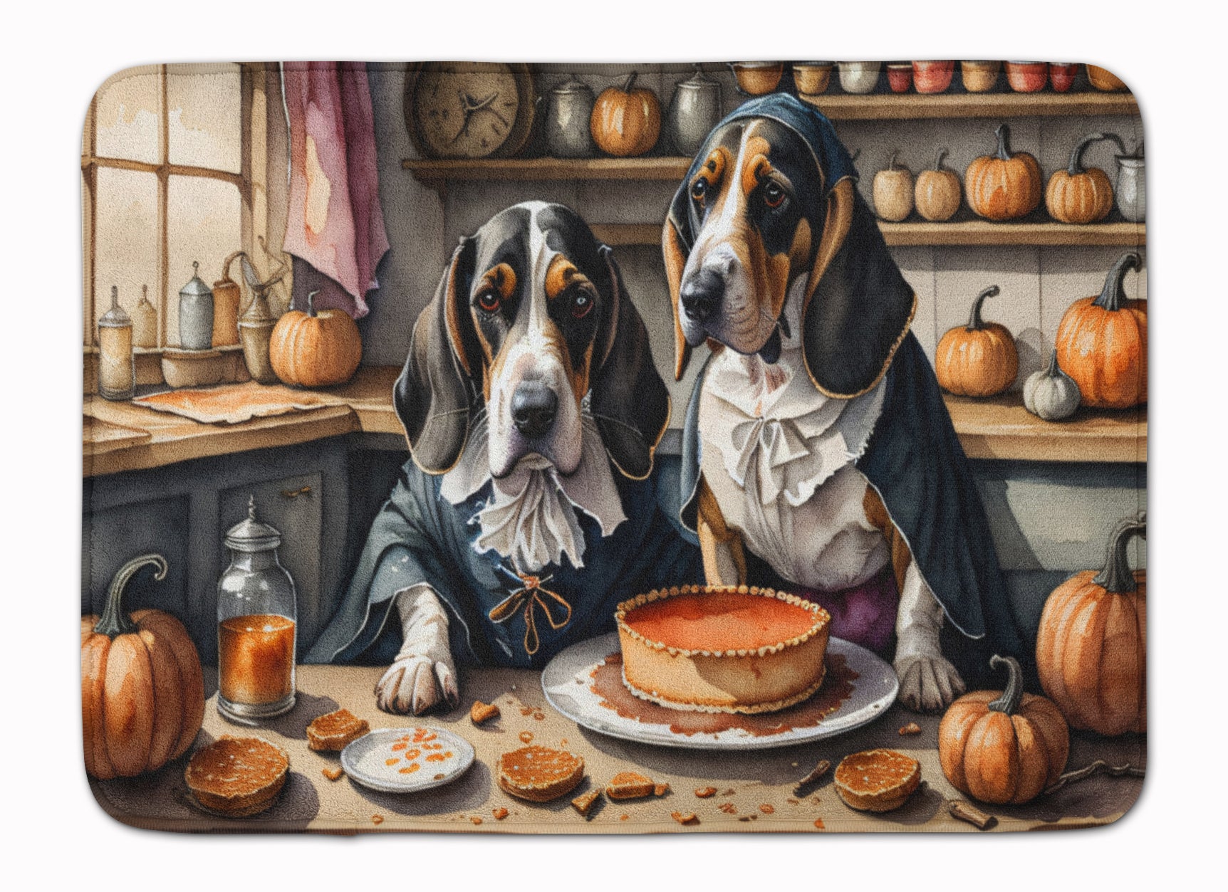 Buy this Basset Hound Fall Kitchen Pumpkins Memory Foam Kitchen Mat