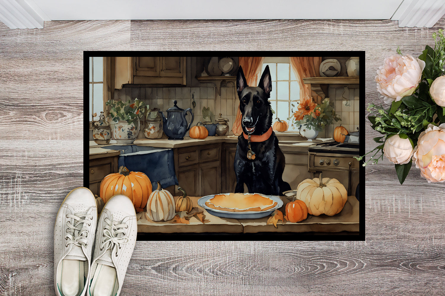 Buy this Belgian Malinois Fall Kitchen Pumpkins Doormat 18x27