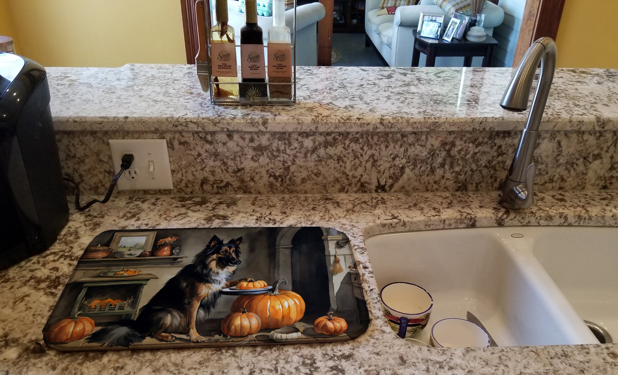 Belgian Tervuren Fall Kitchen Pumpkins Dish Drying Mat  the-store.com.