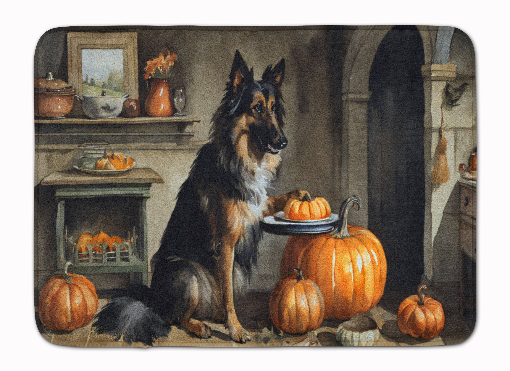 Buy this Belgian Tervuren Fall Kitchen Pumpkins Memory Foam Kitchen Mat