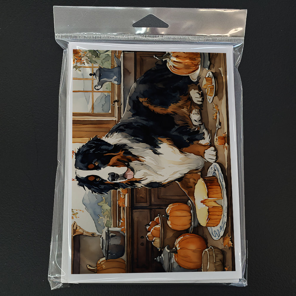 Bernese Mountain Dog Fall Kitchen Pumpkins Greeting Cards and Envelopes Pack of 8  the-store.com.