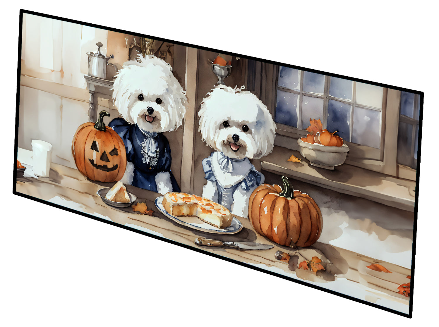 Buy this Bichon Frise Fall Kitchen Pumpkins Runner Mat 28x58