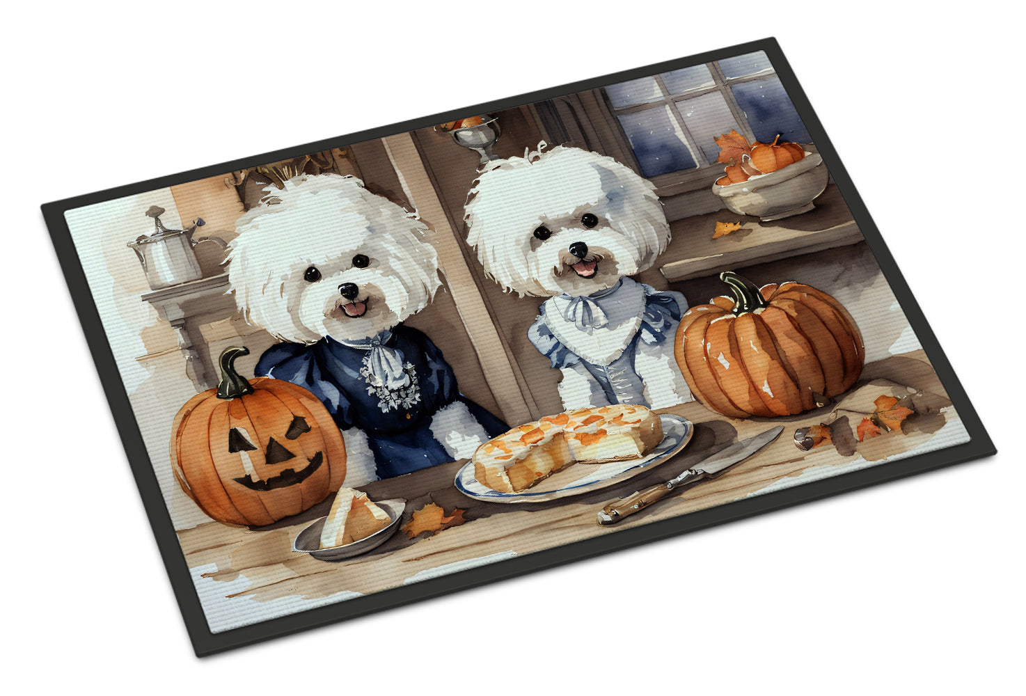 Buy this Bichon Frise Fall Kitchen Pumpkins Doormat 18x27