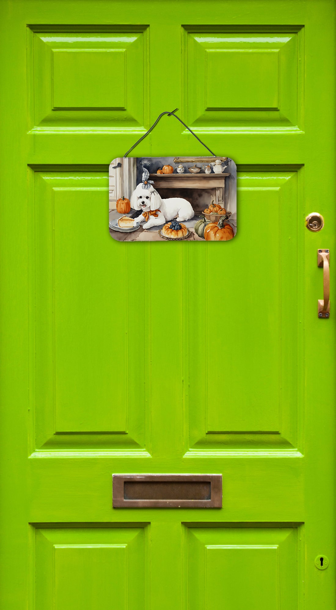 Buy this Bichon Frise Fall Kitchen Pumpkins Wall or Door Hanging Prints