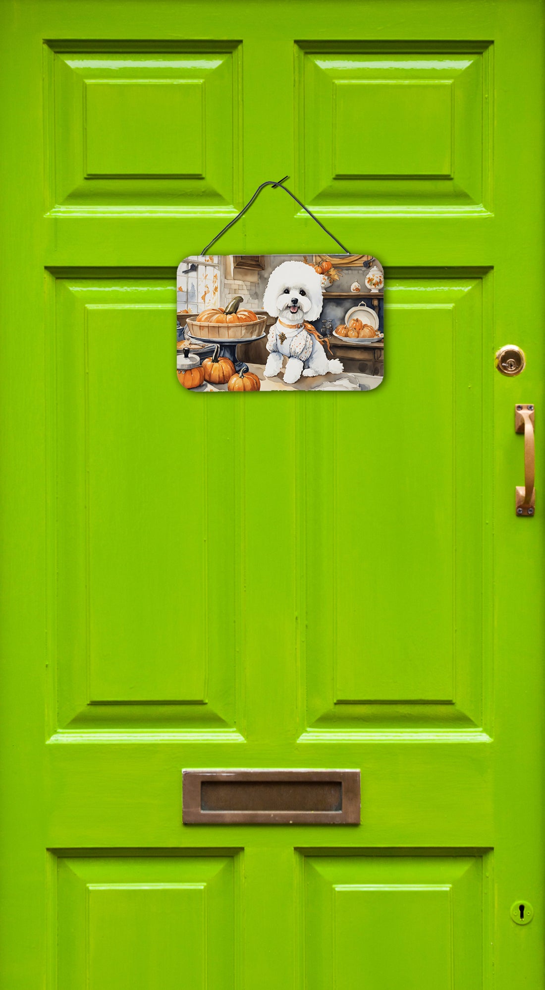 Buy this Bichon Frise Fall Kitchen Pumpkins Wall or Door Hanging Prints