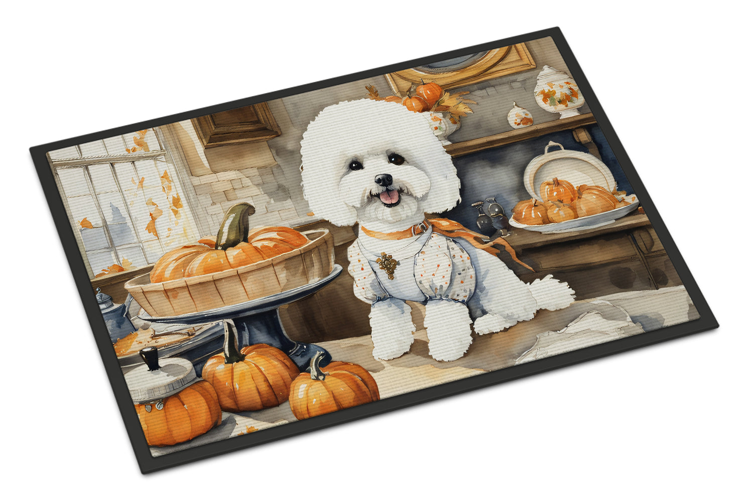 Buy this Bichon Frise Fall Kitchen Pumpkins Indoor or Outdoor Mat 24x36