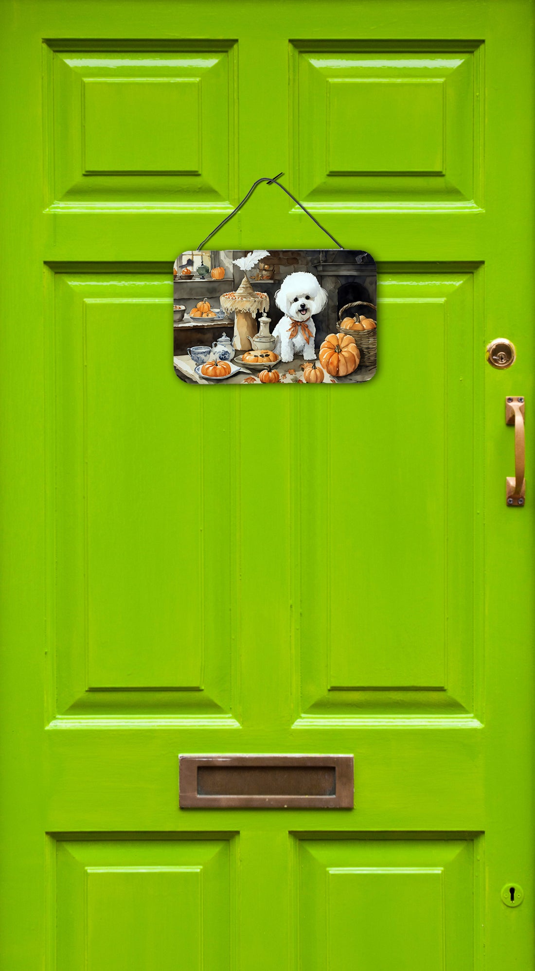 Buy this Bichon Frise Fall Kitchen Pumpkins Wall or Door Hanging Prints