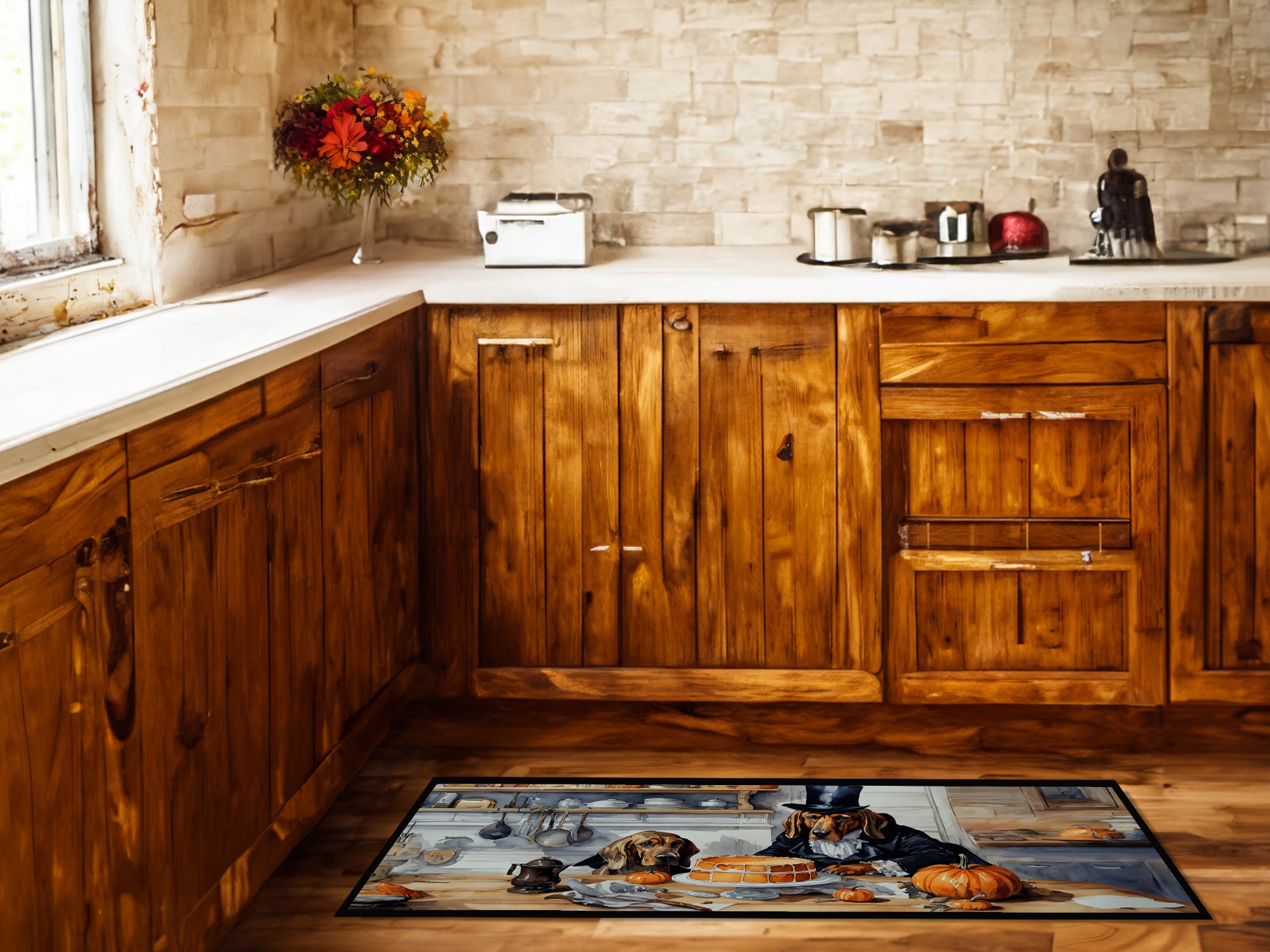 Bloodhound Fall Kitchen Pumpkins Runner Mat 28x58  the-store.com.