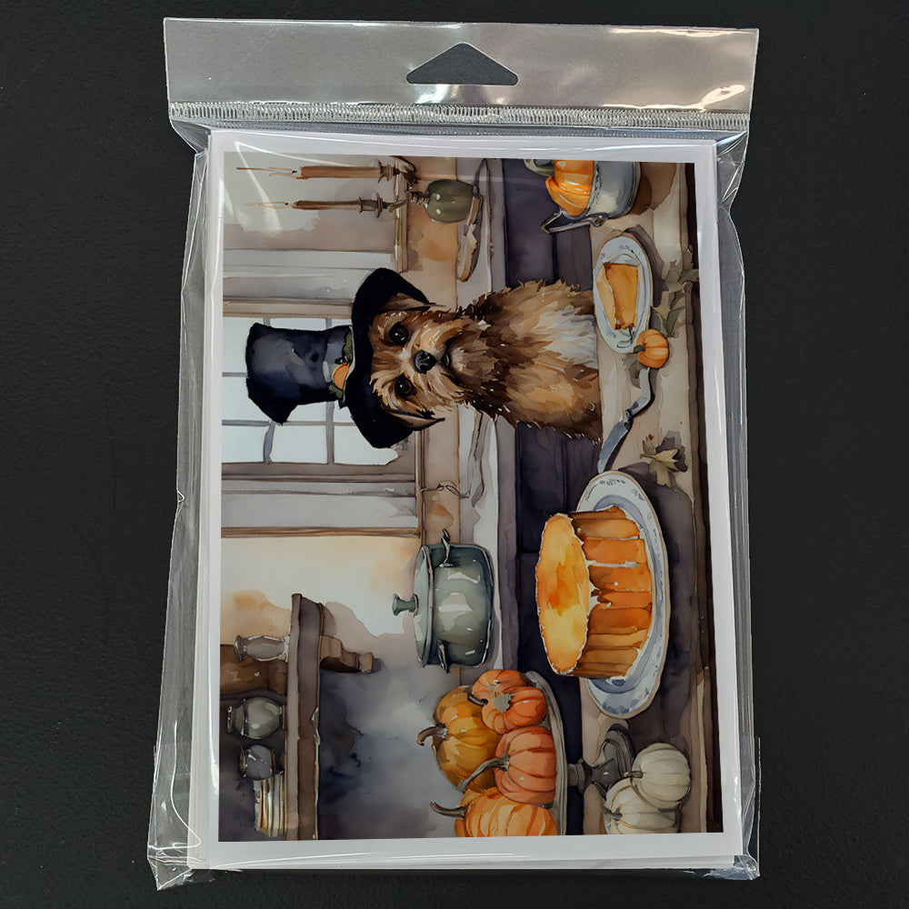 Border Terrier Fall Kitchen Pumpkins Greeting Cards and Envelopes Pack of 8  the-store.com.