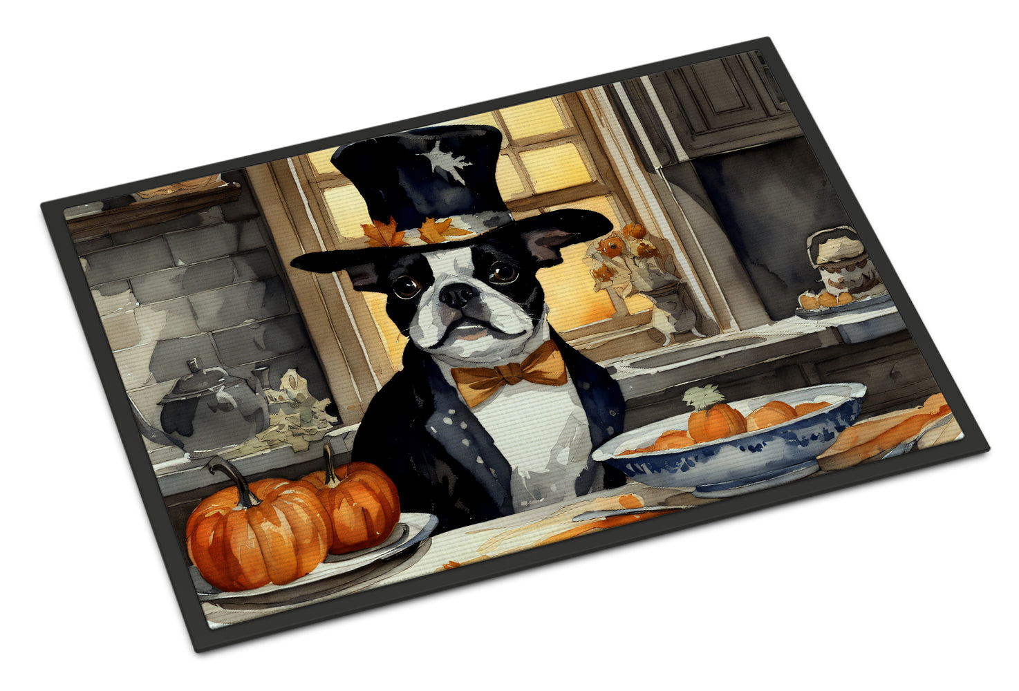 Buy this Boston Terrier Fall Kitchen Pumpkins Indoor or Outdoor Mat 24x36