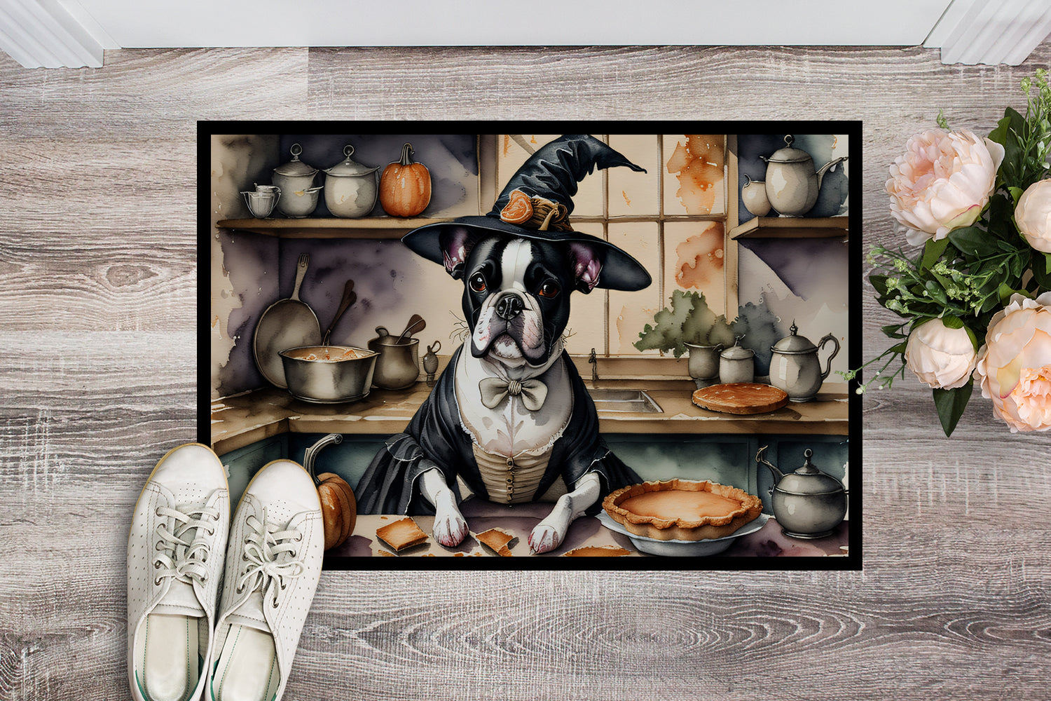 Buy this Boston Terrier Fall Kitchen Pumpkins Indoor or Outdoor Mat 24x36