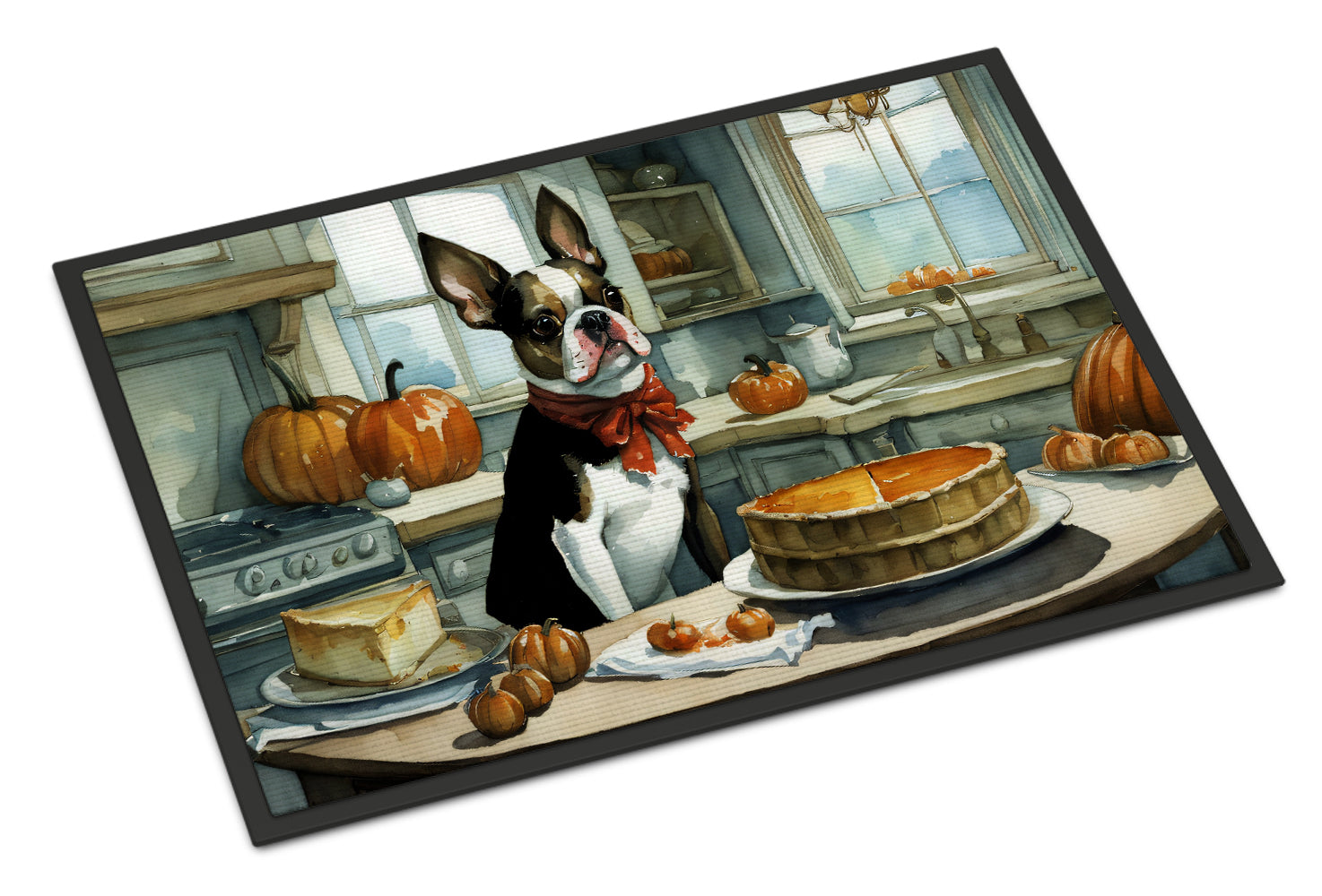 Buy this Boston Terrier Fall Kitchen Pumpkins Indoor or Outdoor Mat 24x36