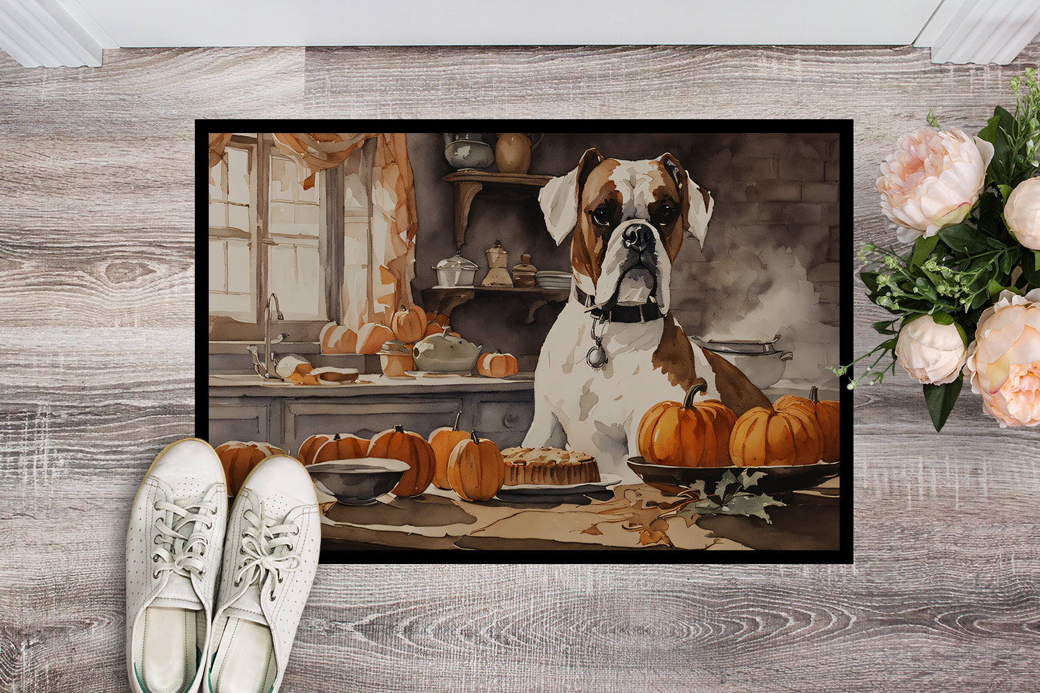 Buy this Boxer Fall Kitchen Pumpkins Doormat 18x27