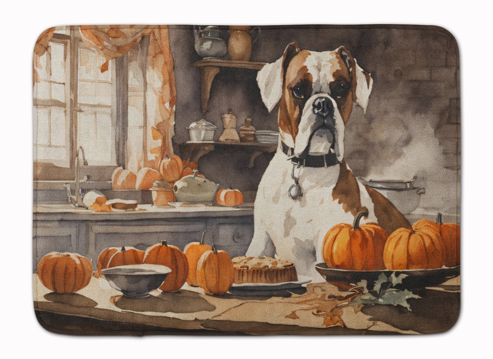 Buy this Boxer Fall Kitchen Pumpkins Memory Foam Kitchen Mat