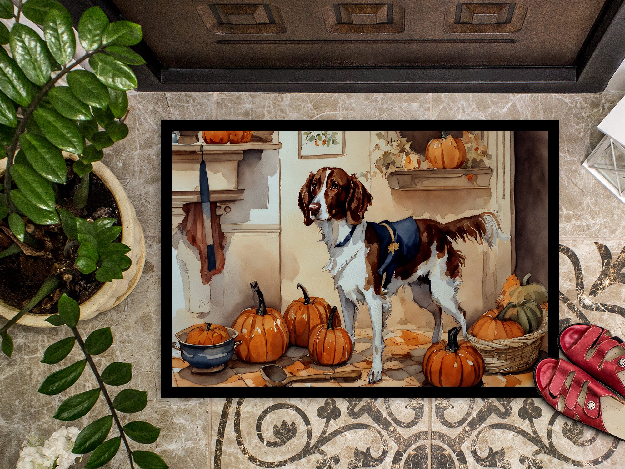 Brittany Fall Kitchen Pumpkins Indoor or Outdoor Mat 24x36  the-store.com.