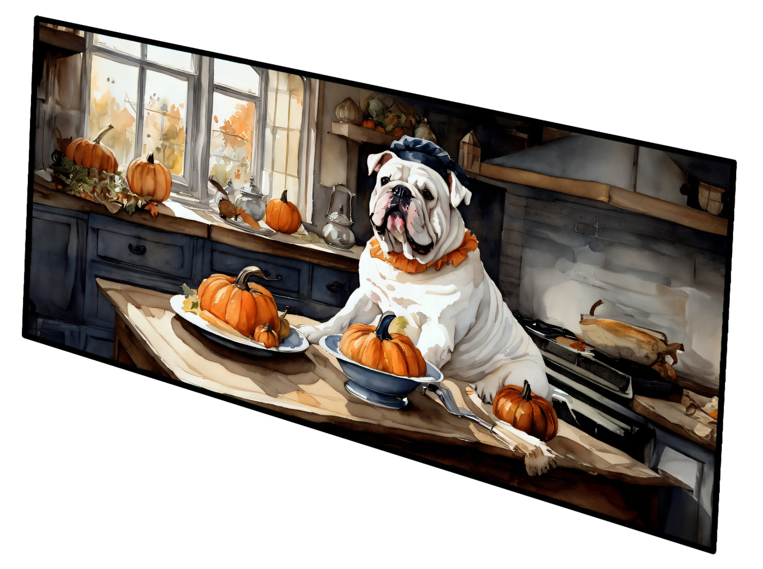 Buy this English Bulldog Fall Kitchen Pumpkins Runner Mat 28x58