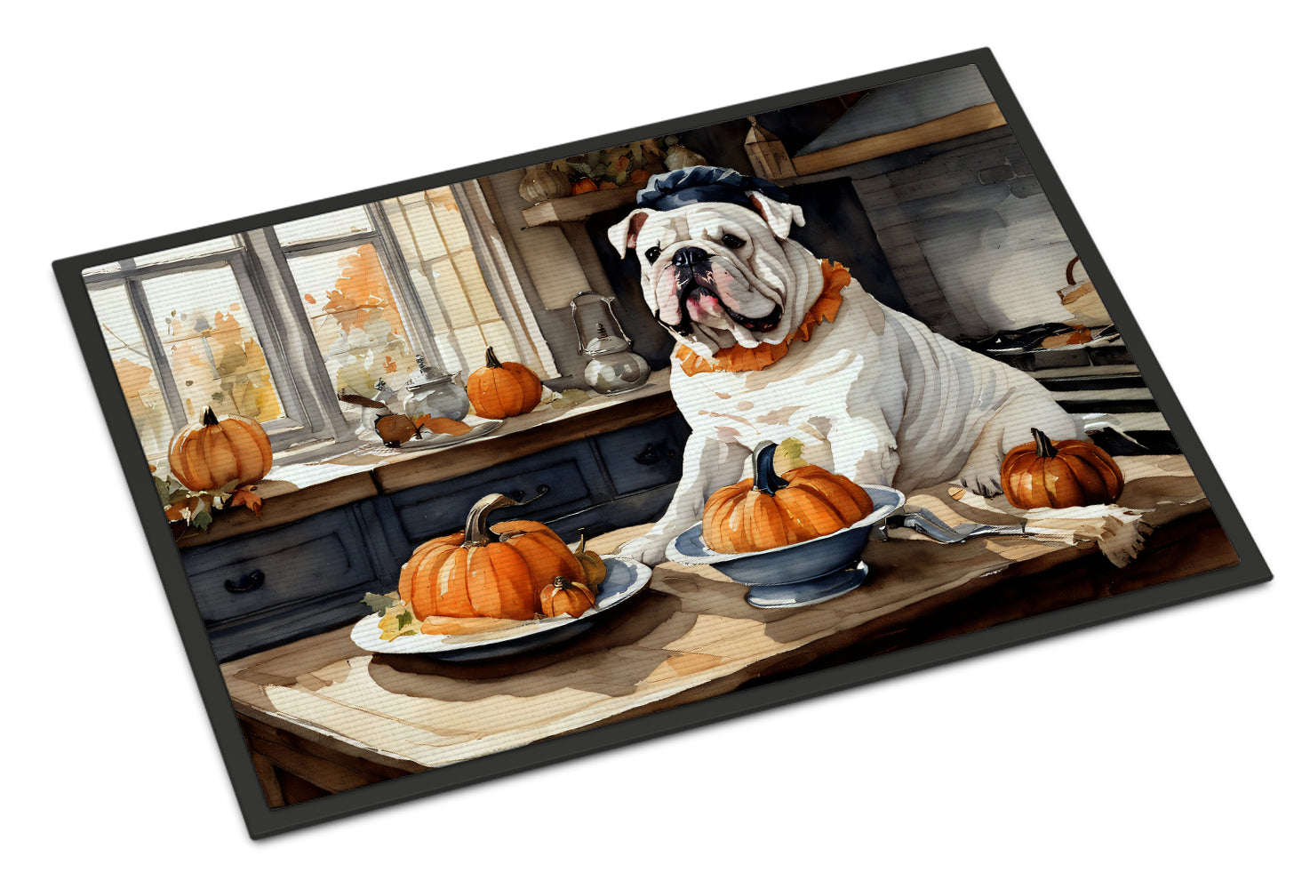 Buy this English Bulldog Fall Kitchen Pumpkins Indoor or Outdoor Mat 24x36