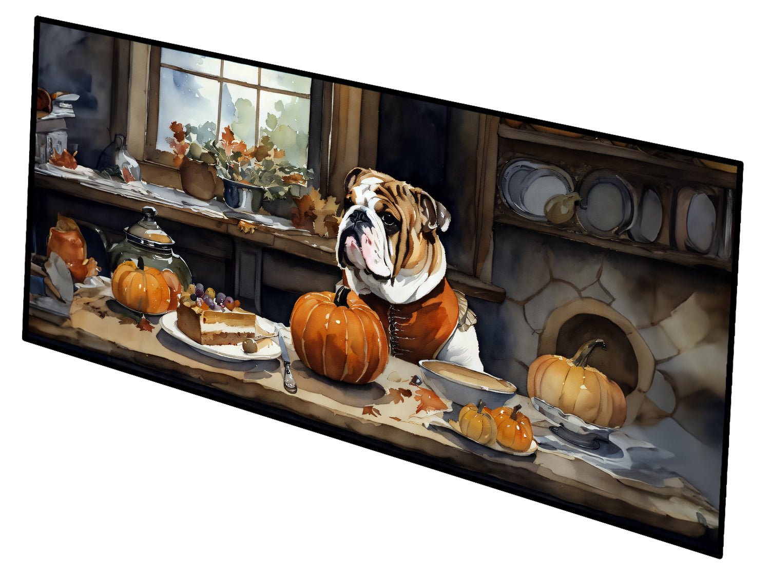 Buy this English Bulldog Fall Kitchen Pumpkins Runner Mat 28x58