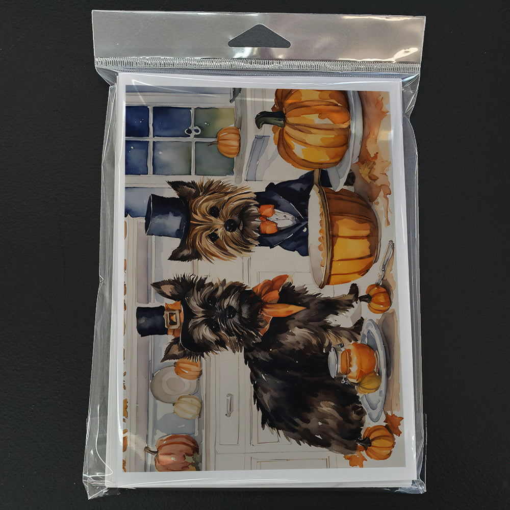 Cairn Terrier Fall Kitchen Pumpkins Greeting Cards and Envelopes Pack of 8  the-store.com.