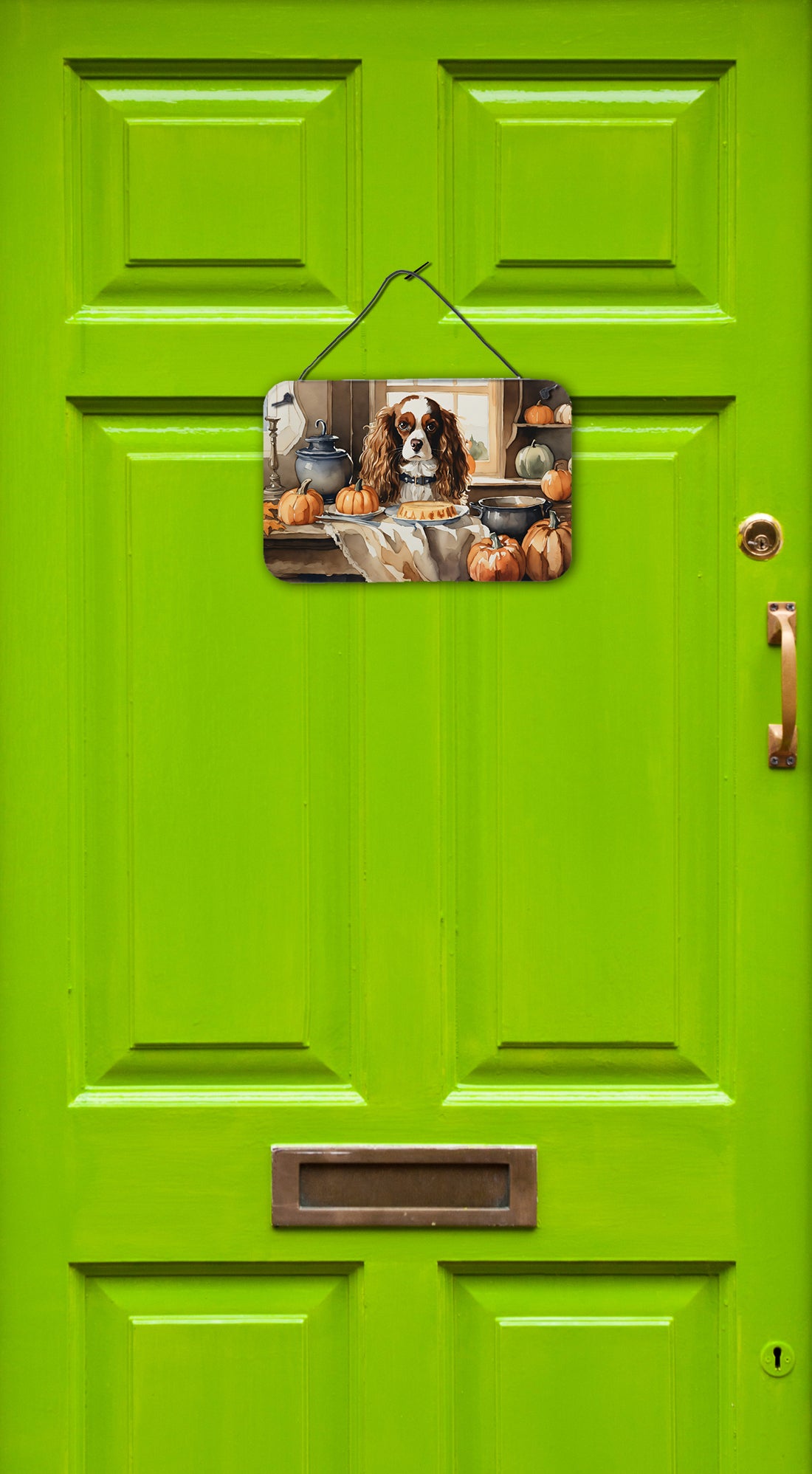 Buy this Cavalier Spaniel Fall Kitchen Pumpkins Wall or Door Hanging Prints