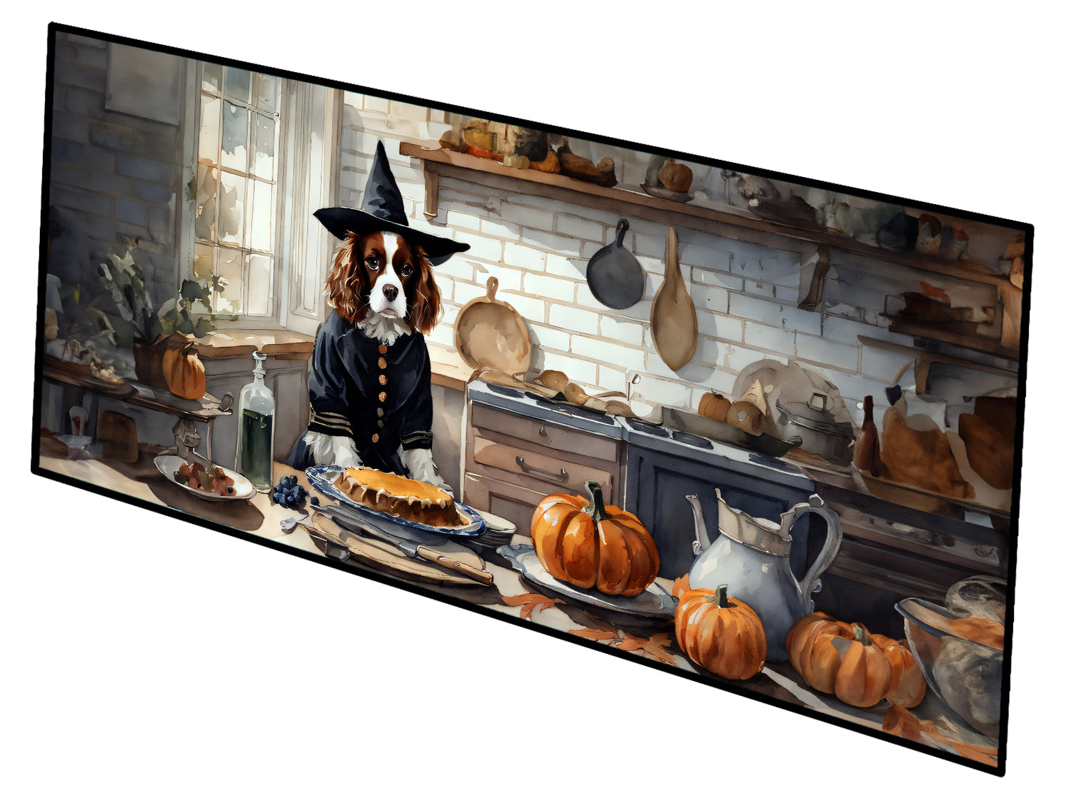 Buy this Cavalier Spaniel Fall Kitchen Pumpkins Runner Mat 28x58