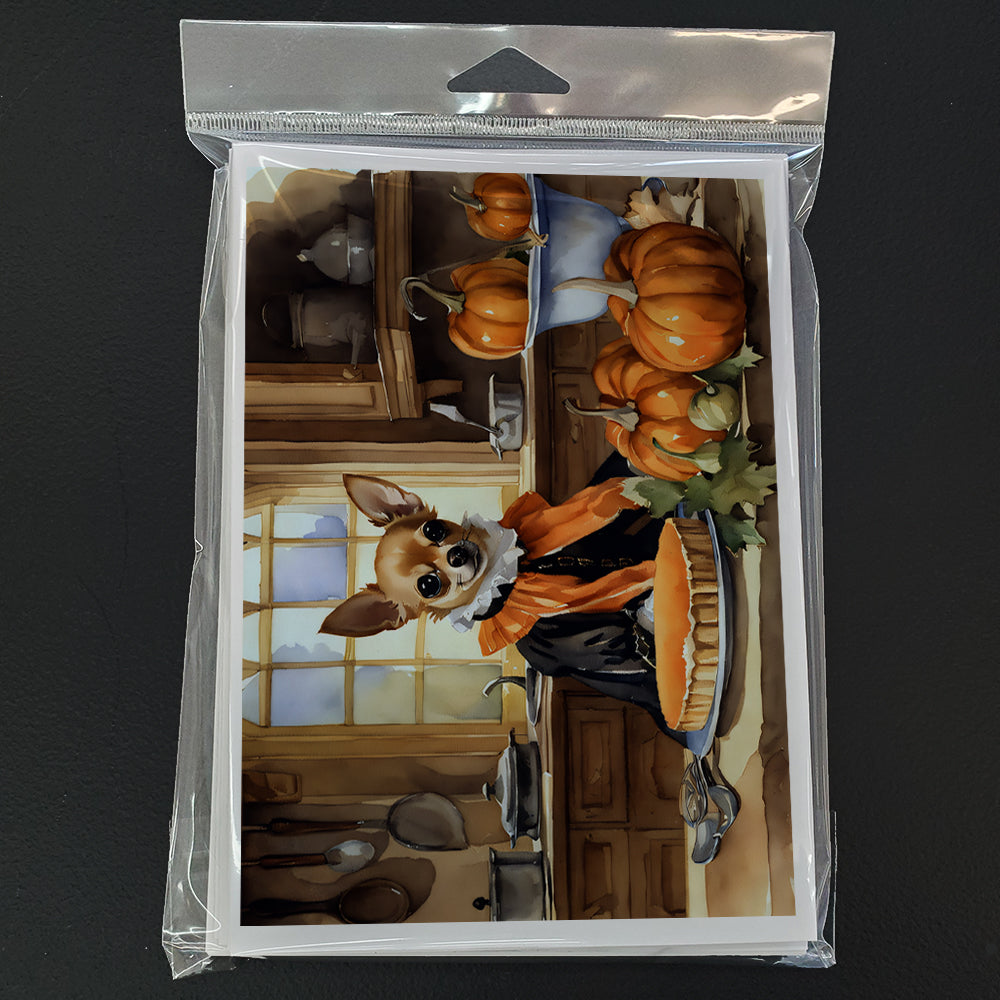 Chihuahua Fall Kitchen Pumpkins Greeting Cards and Envelopes Pack of 8  the-store.com.