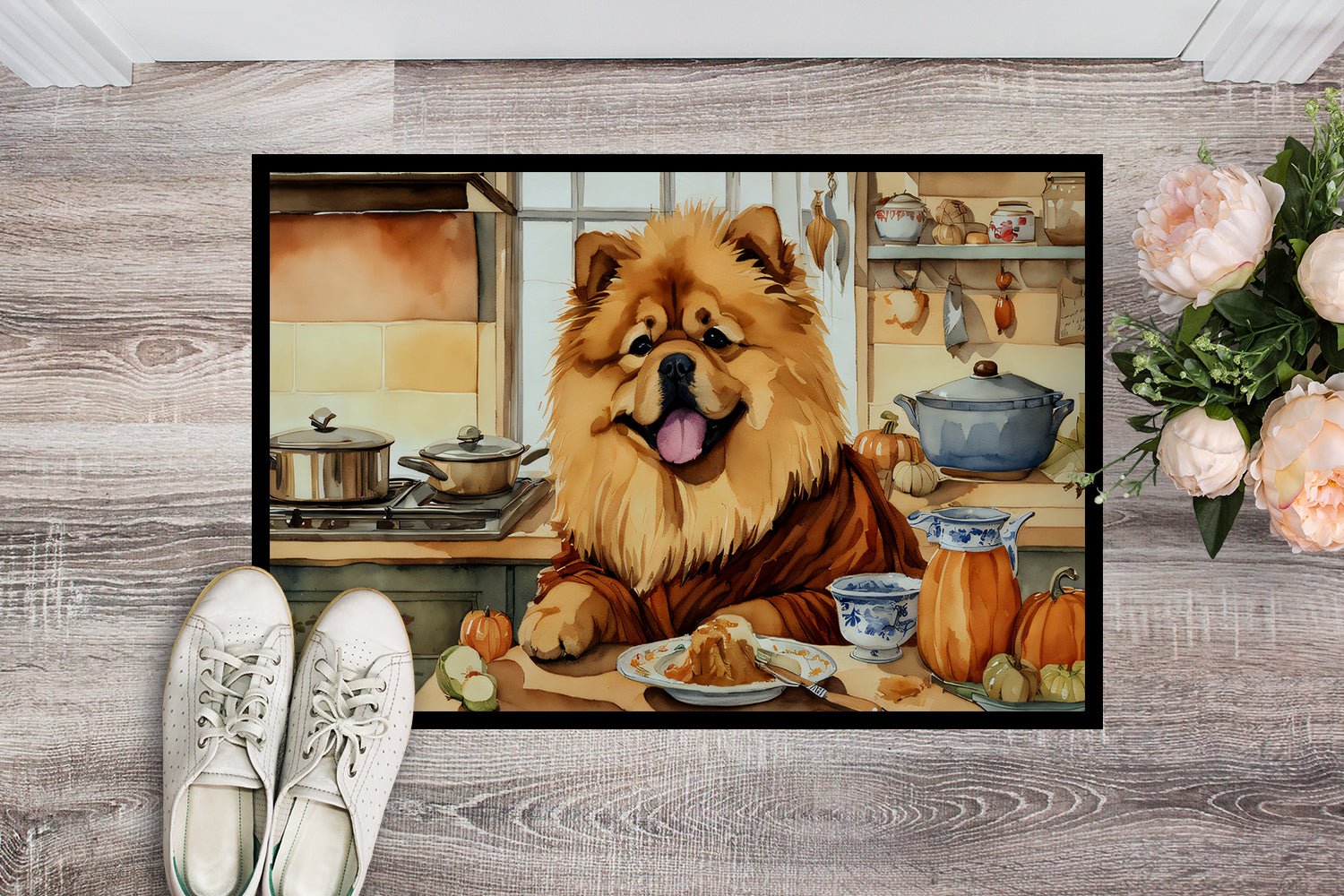 Chow Chow Fall Kitchen Pumpkins Doormat 18x27  the-store.com.