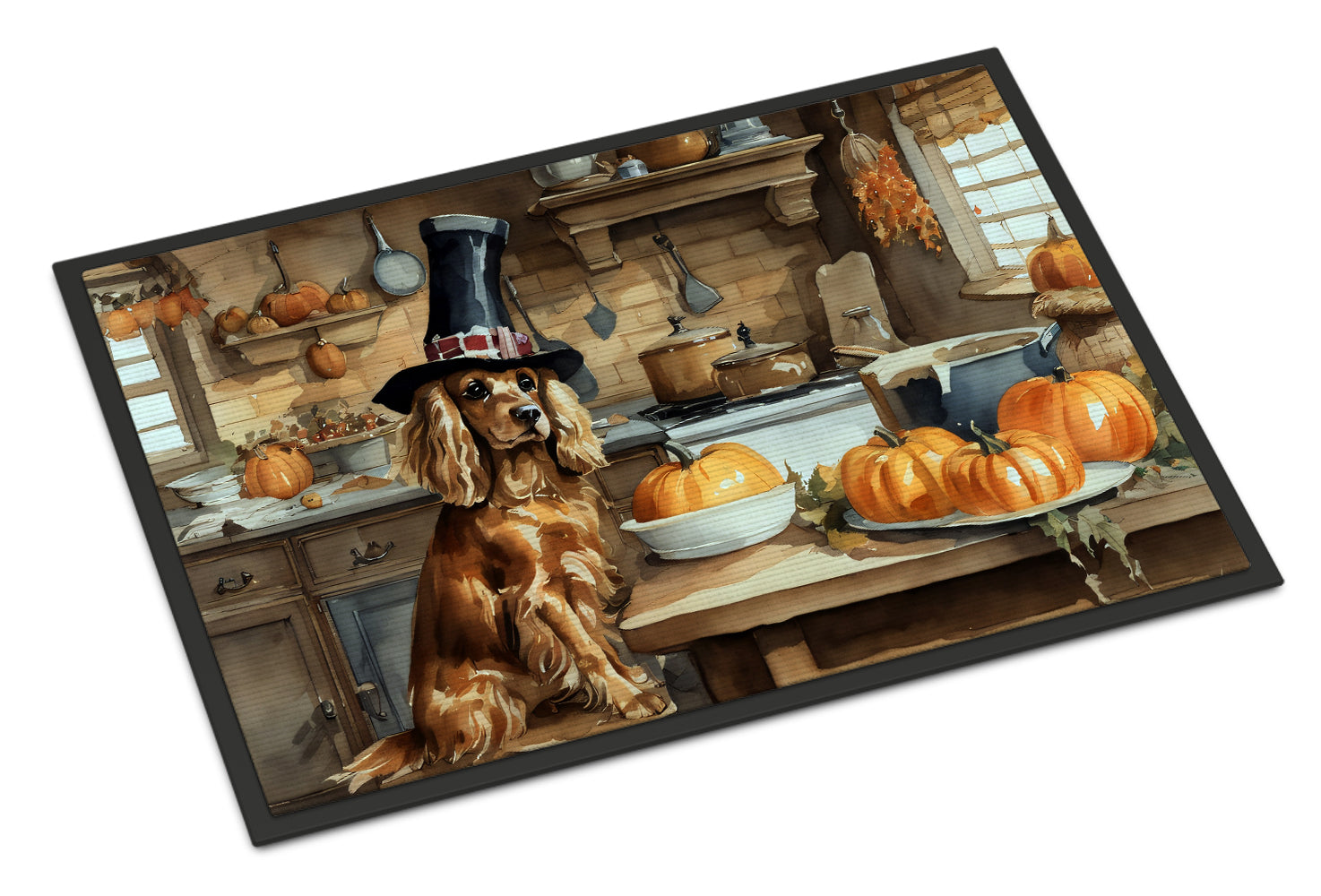 Buy this Cocker Spaniel Fall Kitchen Pumpkins Indoor or Outdoor Mat 24x36