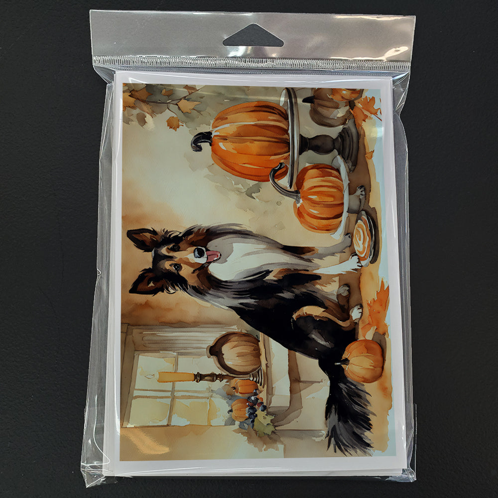 Collie Fall Kitchen Pumpkins Greeting Cards and Envelopes Pack of 8  the-store.com.