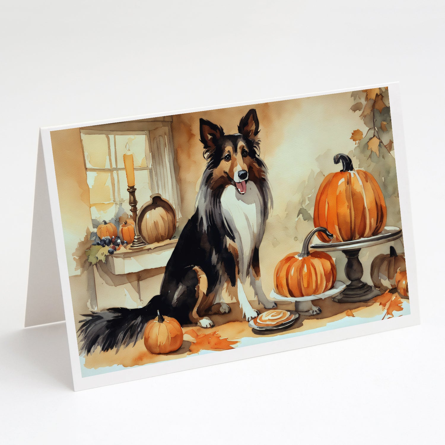 Buy this Collie Fall Kitchen Pumpkins Greeting Cards and Envelopes Pack of 8