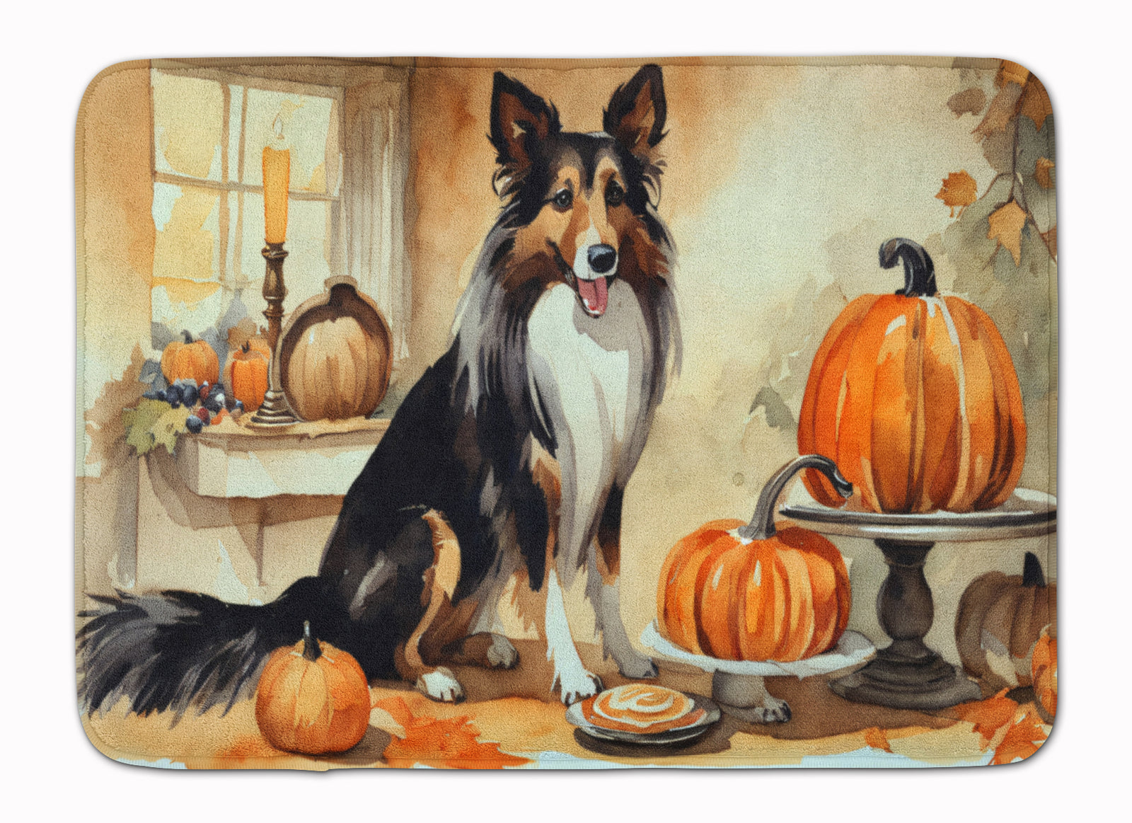 Buy this Collie Fall Kitchen Pumpkins Memory Foam Kitchen Mat