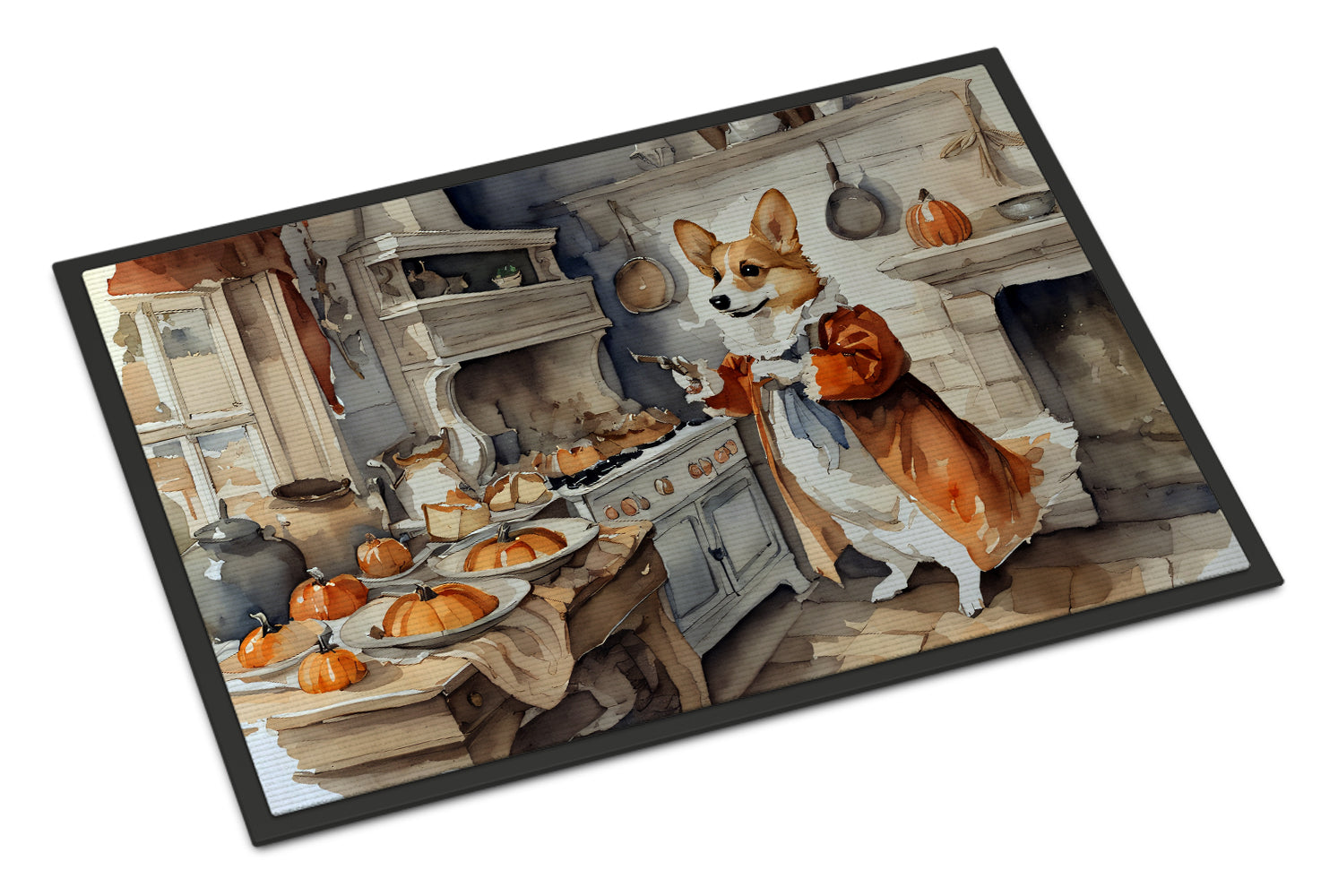 Buy this Corgi Fall Kitchen Pumpkins Indoor or Outdoor Mat 24x36