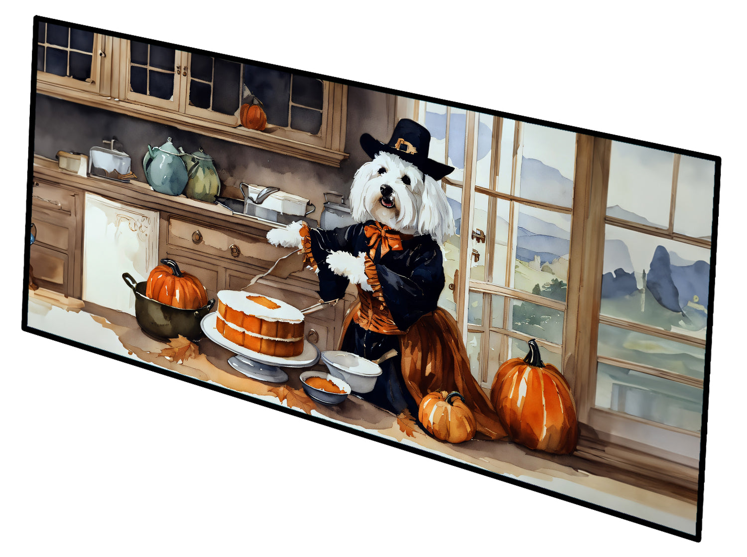 Buy this Coton De Tulear Fall Kitchen Pumpkins Runner Mat 28x58