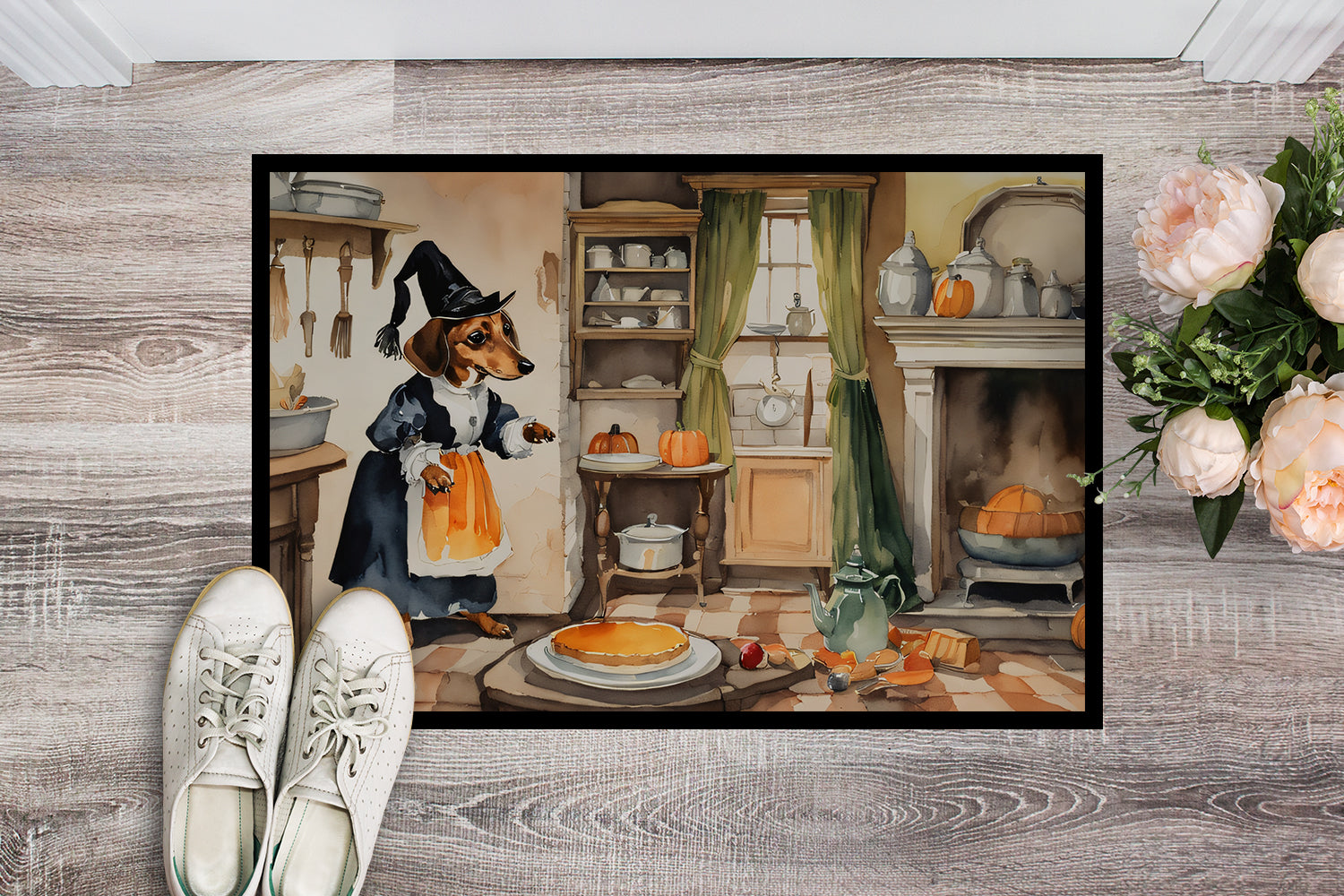 Buy this Dachshund Fall Kitchen Pumpkins Doormat 18x27