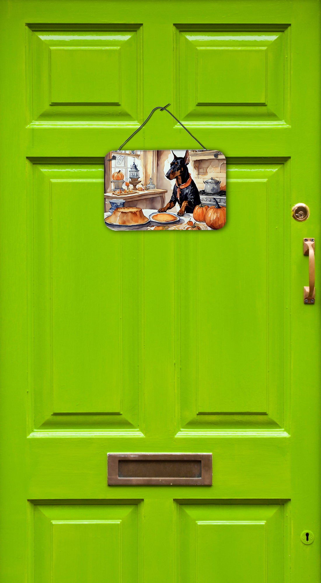 Buy this Doberman Pinscher Fall Kitchen Pumpkins Wall or Door Hanging Prints