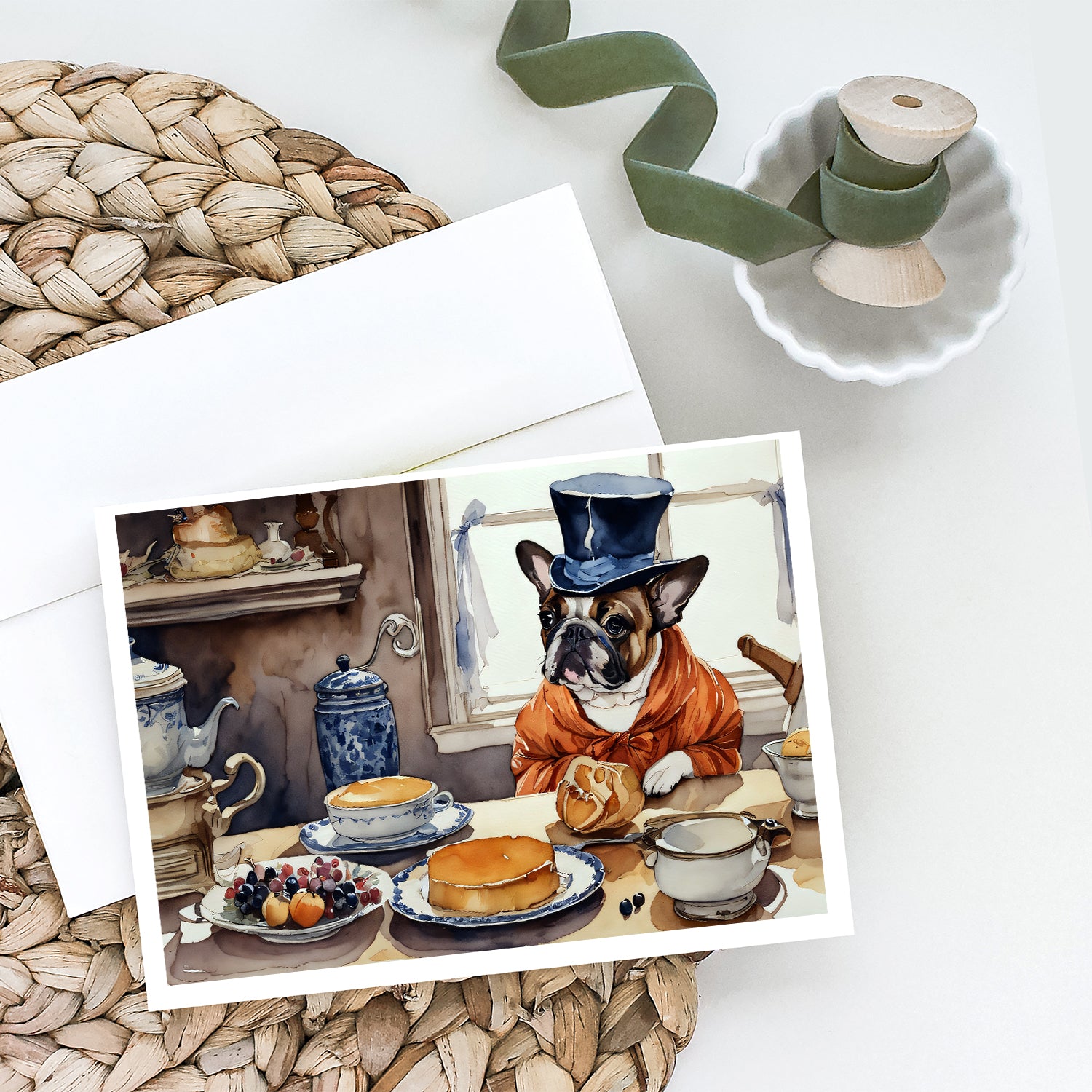 French Bulldog Fall Kitchen Pumpkins Greeting Cards and Envelopes Pack of 8  the-store.com.