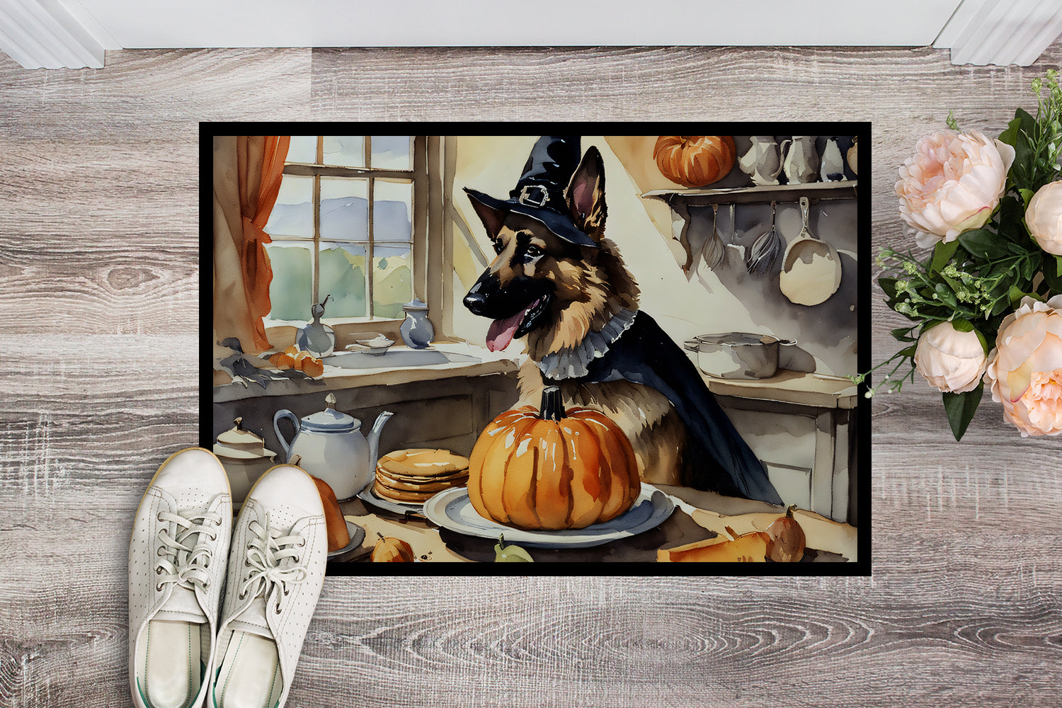 Buy this German Shepherd Fall Kitchen Pumpkins Doormat 18x27