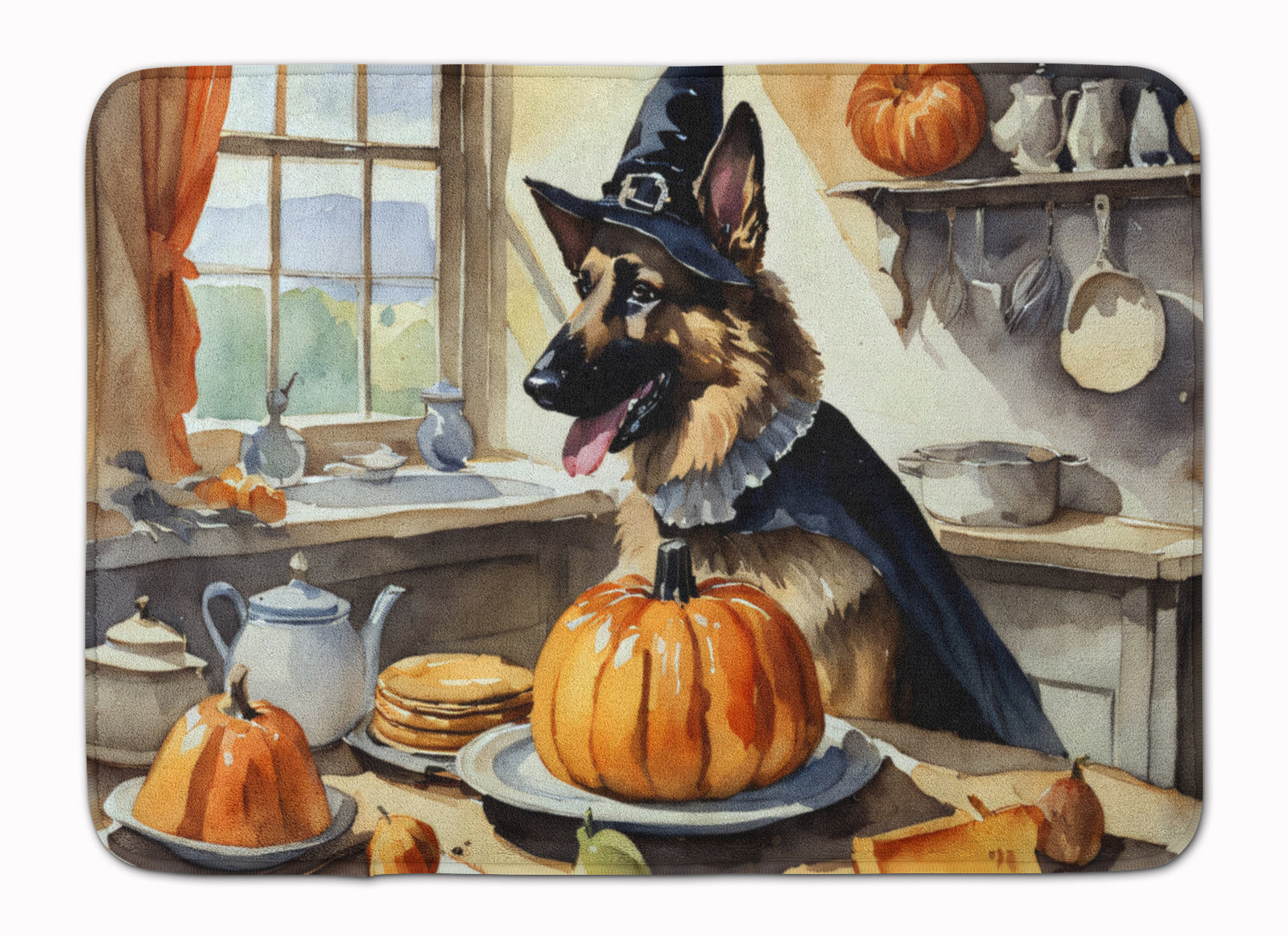 Buy this German Shepherd Fall Kitchen Pumpkins Memory Foam Kitchen Mat