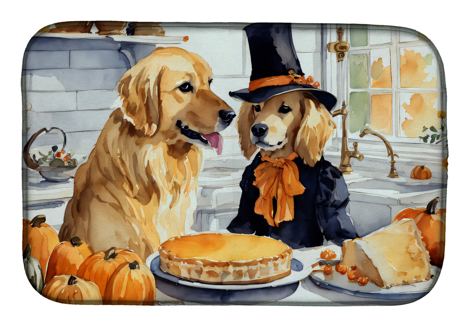 Buy this Golden Retriever Fall Kitchen Pumpkins Dish Drying Mat