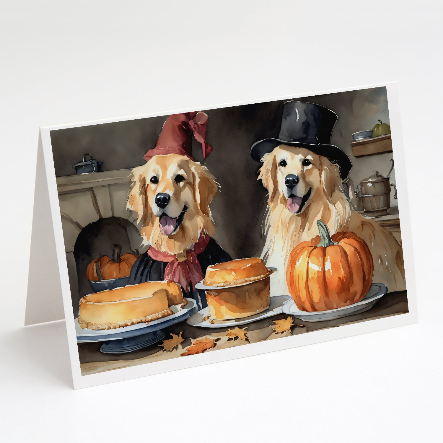 Buy this Golden Retriever Fall Kitchen Pumpkins Greeting Cards and Envelopes Pack of 8