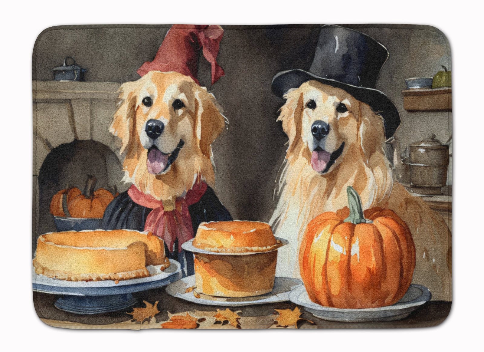 Buy this Golden Retriever Fall Kitchen Pumpkins Memory Foam Kitchen Mat