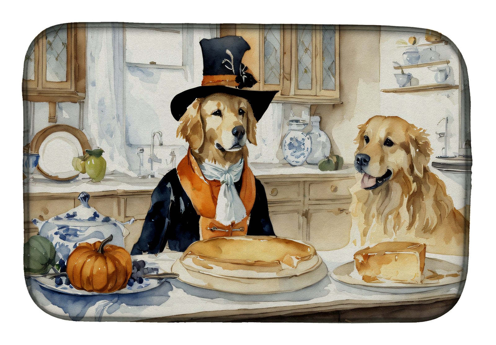 Buy this Golden Retriever Fall Kitchen Pumpkins Dish Drying Mat