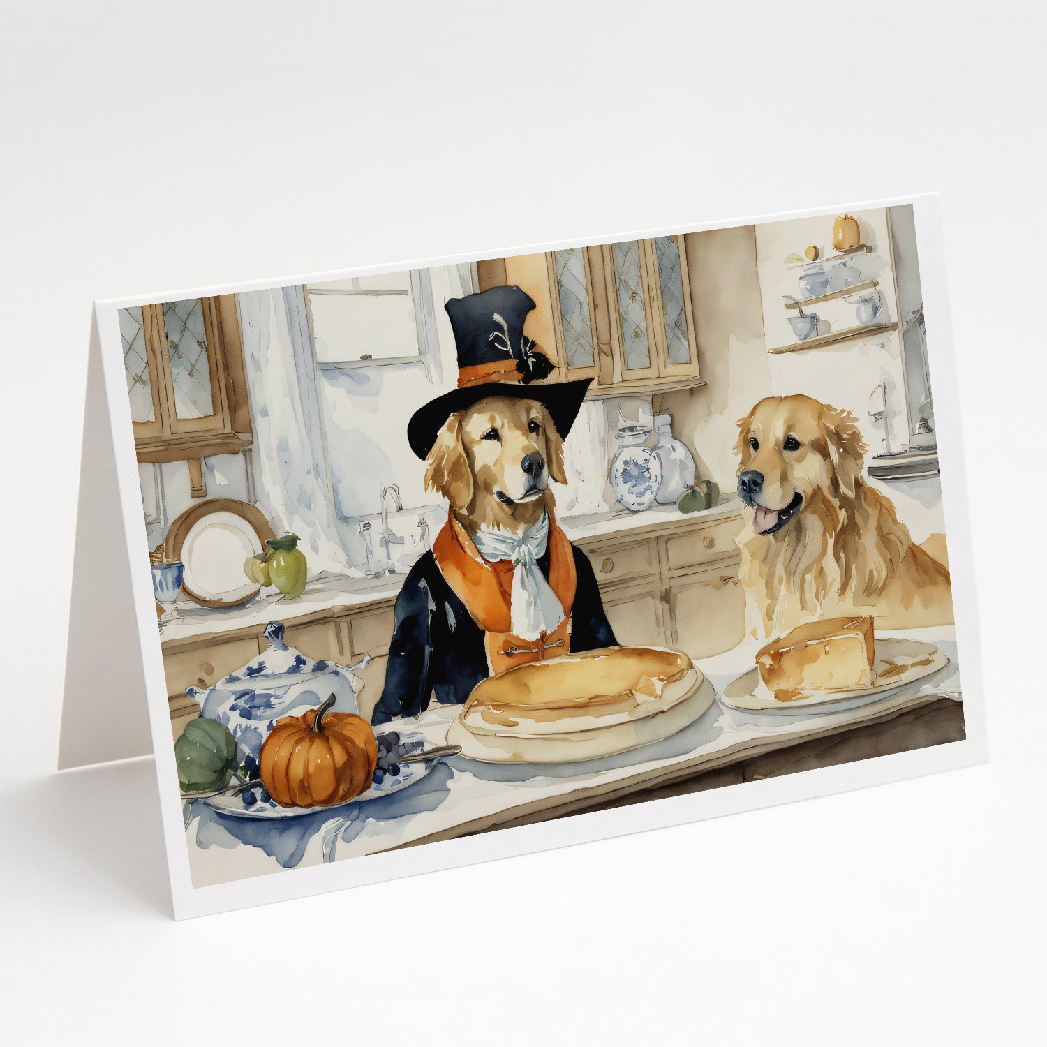 Buy this Golden Retriever Fall Kitchen Pumpkins Greeting Cards and Envelopes Pack of 8