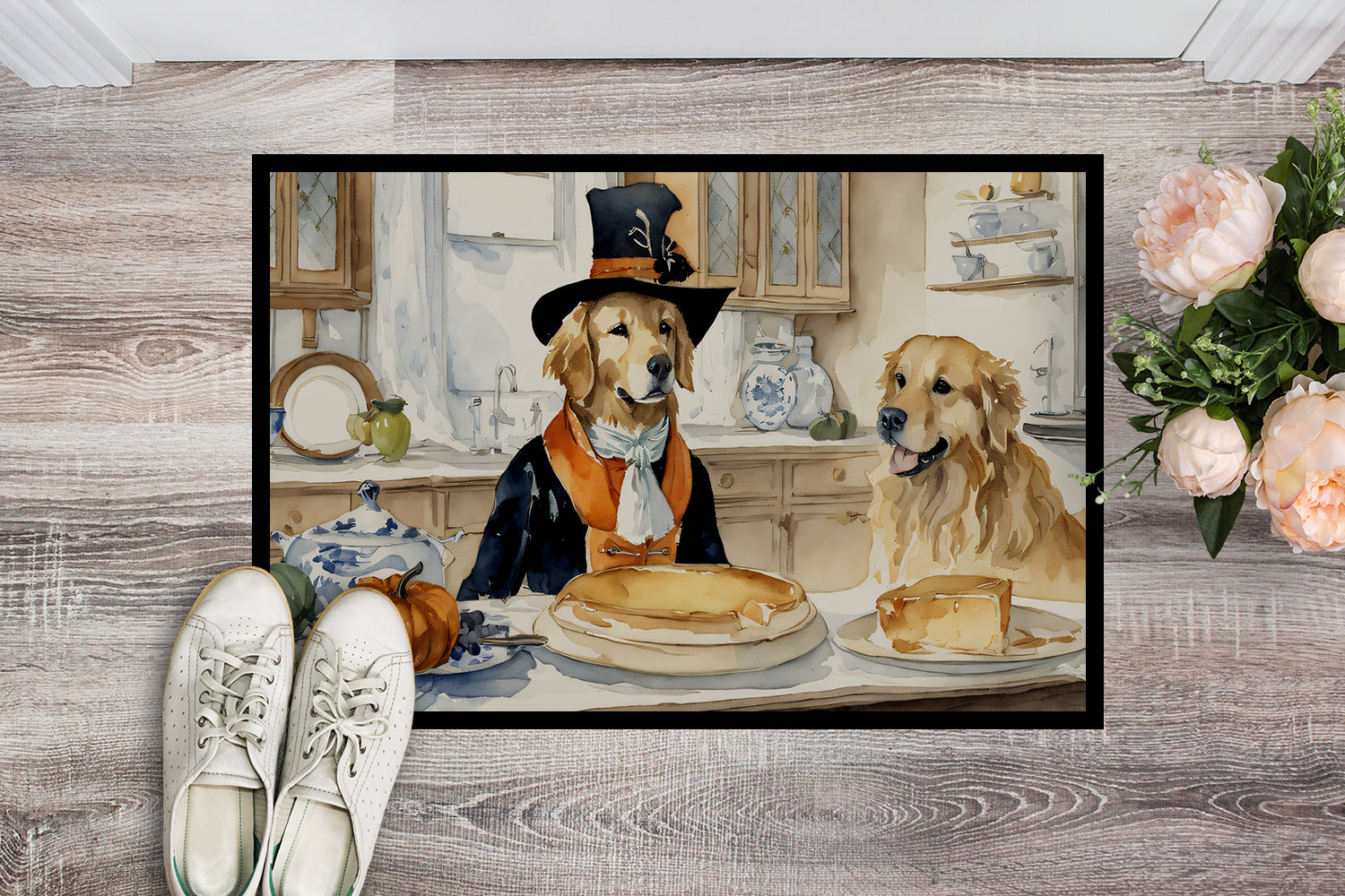 Buy this Golden Retriever Fall Kitchen Pumpkins Doormat 18x27