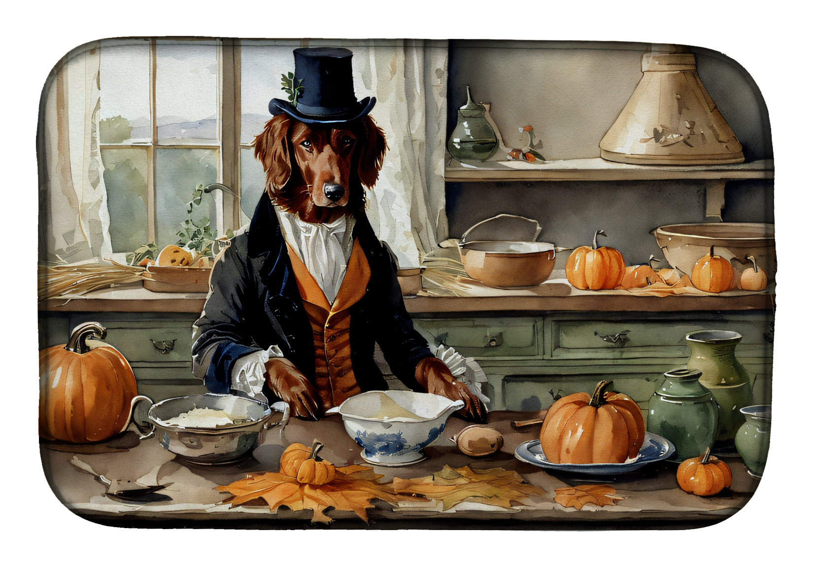 Buy this Irish Setter Fall Kitchen Pumpkins Dish Drying Mat