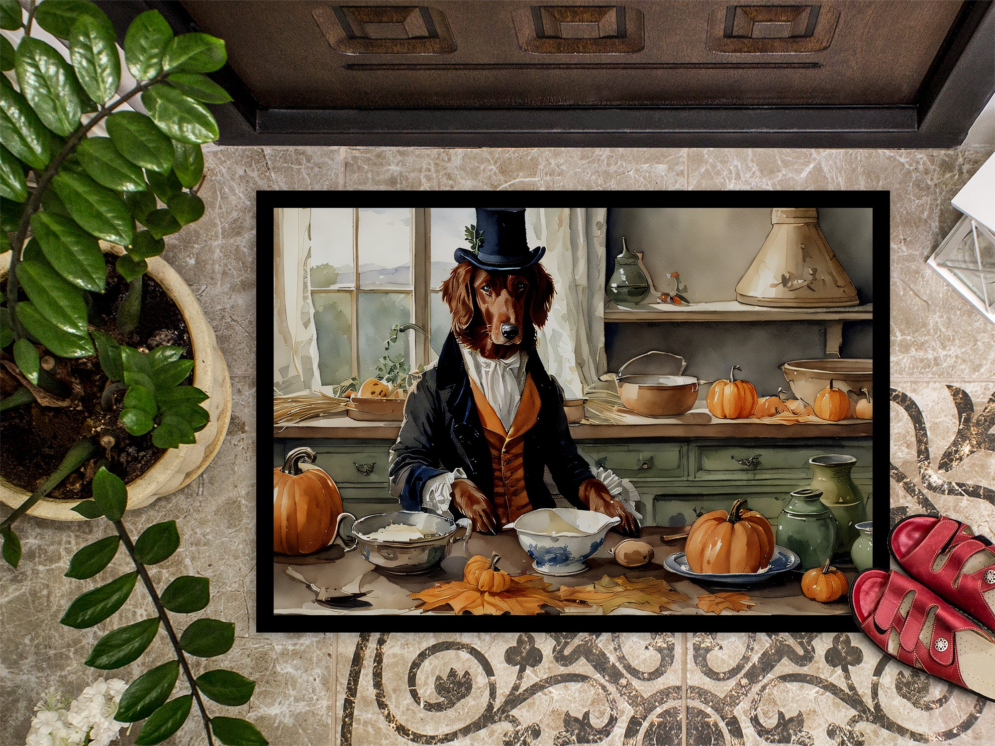 Irish Setter Fall Kitchen Pumpkins Indoor or Outdoor Mat 24x36  the-store.com.