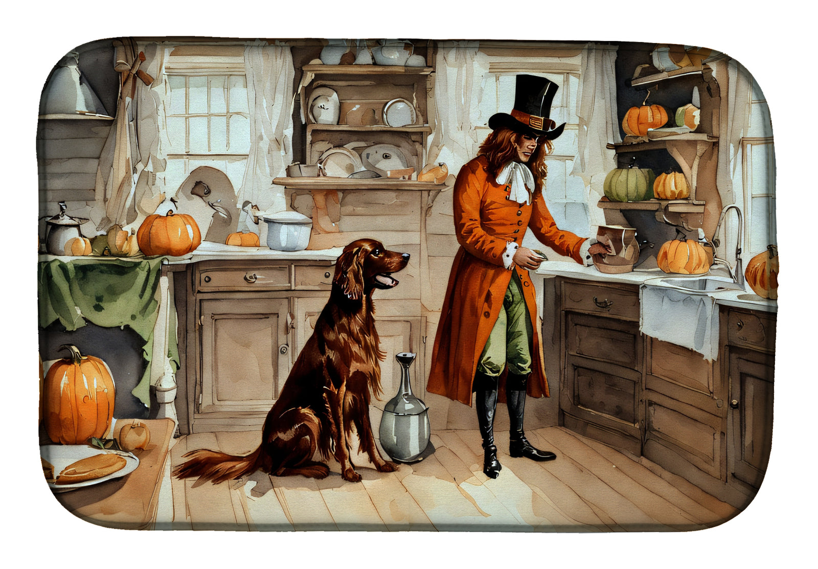 Buy this Irish Setter Fall Kitchen Pumpkins Dish Drying Mat